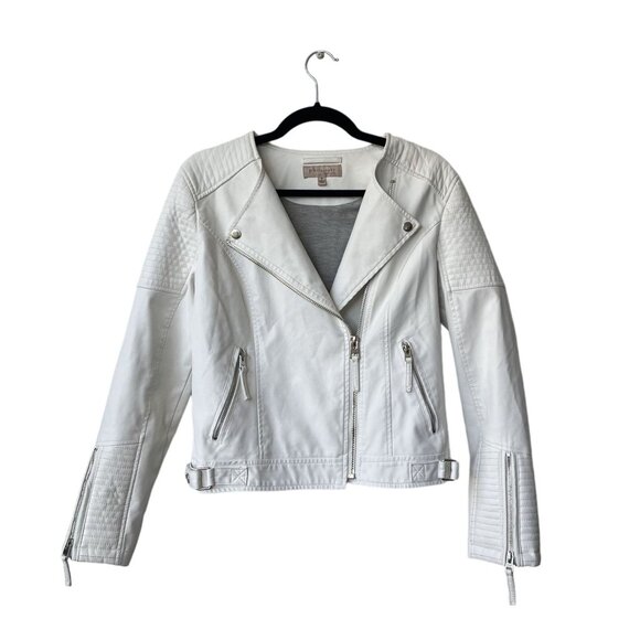 Philosophy Jackets & Blazers - Philosophy Jacket Faux Leather Moto Size 8 White  Zipper Biker Short Cropped